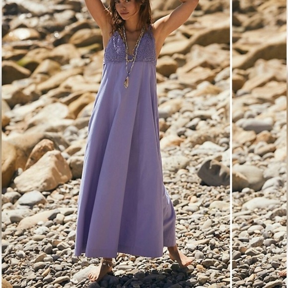 Free People Dresses & Skirts - SOLD!! Free People Lovey Maxi Dress in periwinkle NWT size S